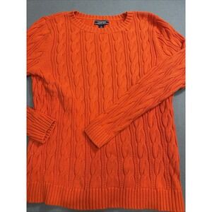 SWEATER WOMEN LARGE 14-16 Lands' End Drifter ORG Cable Knit Pullover Crew Neck